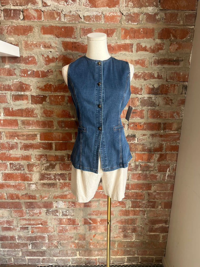 L) NWT Leah Denim Vest – Wrinkled Boutique