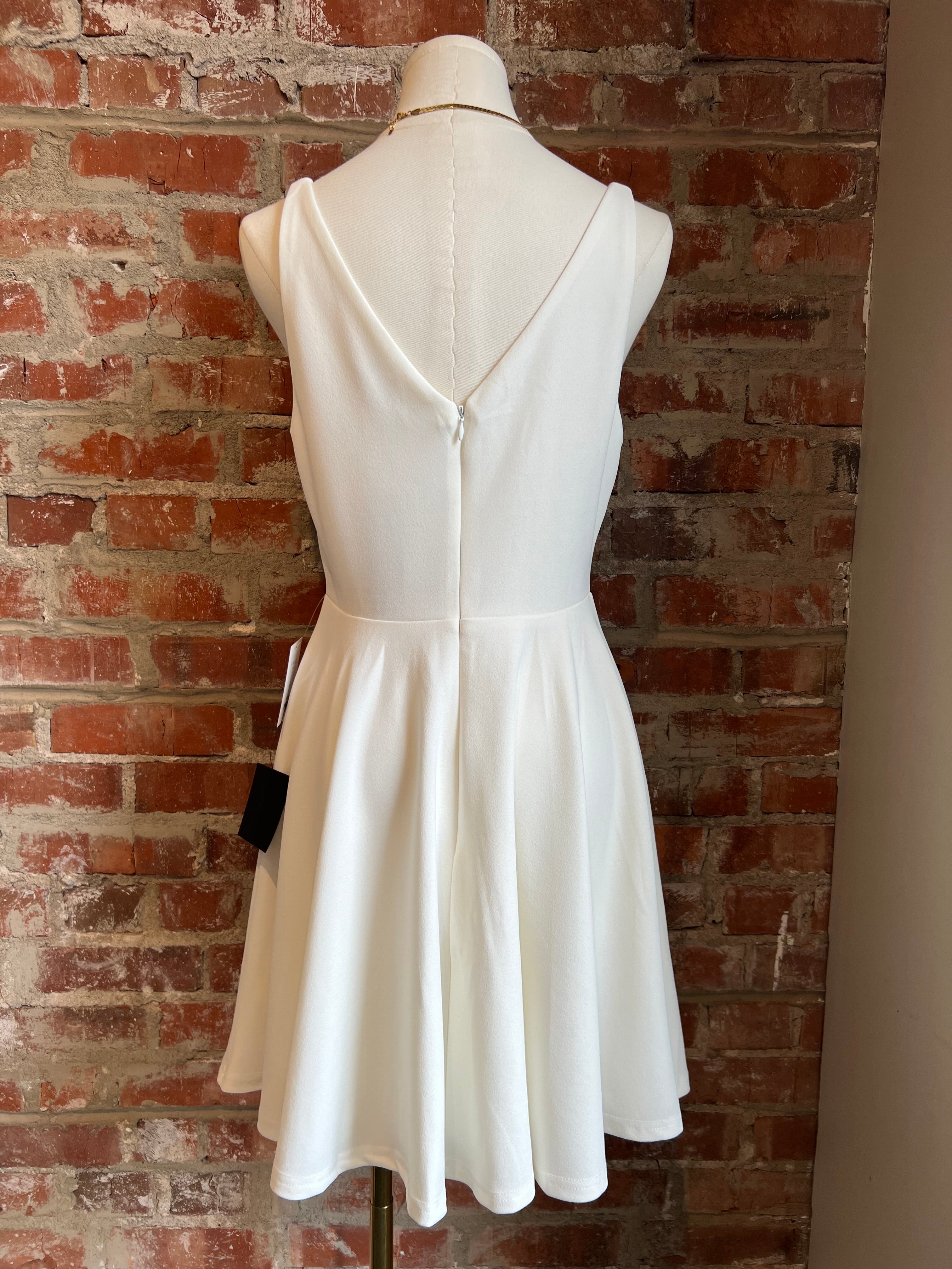 bon appetit white skater dress Mochi | White Skater Mini Dress With Bow Straps Club L London