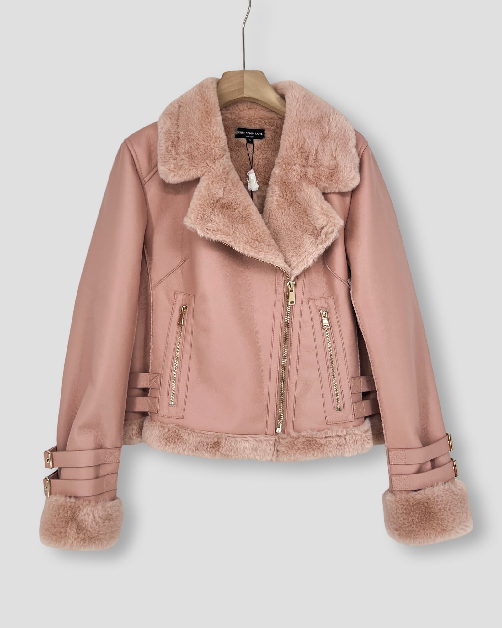 Zara Dusty Rose Faux Fur Coat Reversible Dusty Rose Shearling