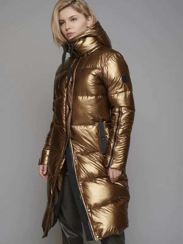S Laxon Metallic Long Puffer Jacket